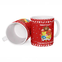 Tonga Christmas Ceramic Mug with Sea Turtle Coral Reef Design Snowflake Pattern and National Emblem - Polynesian Pride