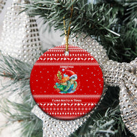 Tonga Christmas Ceramic Ornament with Sea Turtle Coral Reef Design Snowflake Pattern and National Emblem - Polynesian Pride