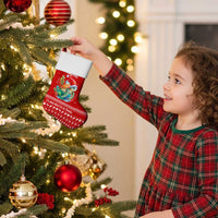 Tonga Christmas Stocking with Sea Turtle Coral Reef Design Snowflake Pattern and National Emblem - Polynesian Pride