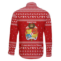 Tonga Christmas Family Matching Off Shoulder Short Dress and Hawaiian Shirt with Sea Turtle Coral Reef Design Snowflake Pattern and National Emblem - Polynesian Pride