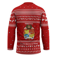 Tonga Christmas Hockey Jersey with Sea Turtle Coral Reef Design Snowflake Pattern and National Emblem TS04 - Polynesian Pride