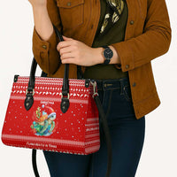 Tonga Christmas Leather Bag with Sea Turtle Coral Reef Design Snowflake Pattern and National Emblem - Polynesian Pride