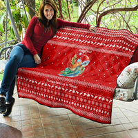 Tonga Christmas Quilt with Sea Turtle Coral Reef Design Snowflake Pattern and National Emblem - Polynesian Pride
