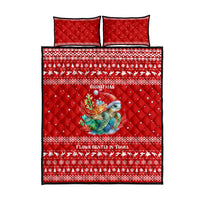 Tonga Christmas Quilt Bed Set with Sea Turtle Coral Reef Design Snowflake Pattern and National Emblem - Polynesian Pride