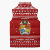 Tonga Christmas Sleeveless Puffer Jacket with Sea Turtle Coral Reef Design Snowflake Pattern and National Emblem - Polynesian Pride