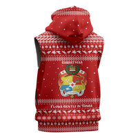 Tonga Christmas Sleeveless Zip Hoodie with Sea Turtle Coral Reef Design Snowflake Pattern and National Emblem TS04 - Polynesian Pride