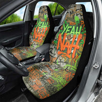 Yeah Nah Graffiti Skull New Zealand Slang Car Seat Cover Kiwi Grunge Brick Wall and Bold Urban Street Art