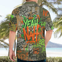 Yeah Nah Graffiti Skull New Zealand Slang Hawaiian Shirt Kiwi Grunge Brick Wall and Bold Urban Street Art
