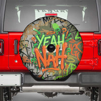Yeah Nah Graffiti Skull New Zealand Slang Spare Tire Cover Kiwi Grunge Brick Wall and Bold Urban Street Art