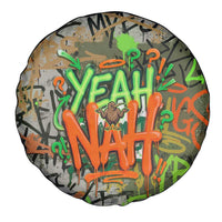 Yeah Nah Graffiti Skull New Zealand Slang Spare Tire Cover Kiwi Grunge Brick Wall and Bold Urban Street Art
