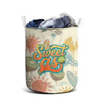 NZ Slang Sweet As Kiwi Shaka Sign Laundry Basket New Zealand Surfboards Sun and Tropical Beach Retro