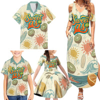 NZ Slang Sweet As Kiwi Shaka Sign Family Matching Summer Maxi Dress and Hawaiian Shirt New Zealand Surfboards Sun and Tropical Beach Retro