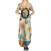NZ Slang Sweet As Kiwi Shaka Sign Family Matching Summer Maxi Dress and Hawaiian Shirt New Zealand Surfboards Sun and Tropical Beach Retro