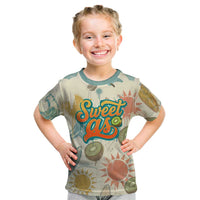 NZ Slang Sweet As Kiwi Shaka Sign Kid T Shirt New Zealand Surfboards Sun and Tropical Beach Retro