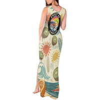 NZ Slang Sweet As Kiwi Shaka Sign Tank Maxi Dress New Zealand Surfboards Sun and Tropical Beach Retro