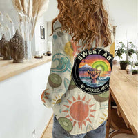 NZ Slang Sweet As Kiwi Shaka Sign Women Casual Shirt New Zealand Surfboards Sun and Tropical Beach Retro