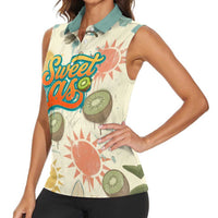 NZ Slang Sweet As Kiwi Shaka Sign Women Sleeveless Polo Shirt New Zealand Surfboards Sun and Tropical Beach Retro