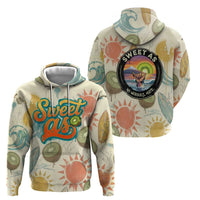 NZ Slang Sweet As Kiwi Shaka Sign Zip Hoodie New Zealand Surfboards Sun and Tropical Beach Retro