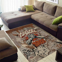 Choice Bro Graffiti Handshake Area Rug New Zealand Slang Fern Brick Wall and Urban Street Art