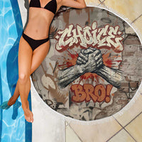 Choice Bro Graffiti Handshake Beach Blanket New Zealand Slang Fern Brick Wall and Urban Street Art