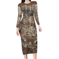 Choice Bro Graffiti Handshake Family Matching Long Sleeve Bodycon Dress and Hawaiian Shirt New Zealand Slang Fern Brick Wall and Urban Street Art