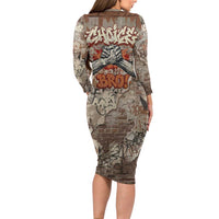 Choice Bro Graffiti Handshake Family Matching Long Sleeve Bodycon Dress and Hawaiian Shirt New Zealand Slang Fern Brick Wall and Urban Street Art