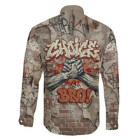 Choice Bro Graffiti Handshake Family Matching Off The Shoulder Long Sleeve Dress and Hawaiian Shirt New Zealand Slang Fern Brick Wall and Urban Street Art