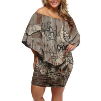 Choice Bro Graffiti Handshake Family Matching Off Shoulder Short Dress and Hawaiian Shirt New Zealand Slang Fern Brick Wall and Urban Street Art