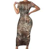 Choice Bro Graffiti Handshake Family Matching Short Sleeve Bodycon Dress and Hawaiian Shirt New Zealand Slang Fern Brick Wall and Urban Street Art