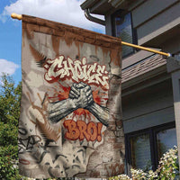 Choice Bro Graffiti Handshake Garden Flag New Zealand Slang Fern Brick Wall and Urban Street Art