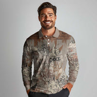 Choice Bro Graffiti Handshake Long Sleeve Polo Shirt New Zealand Slang Fern Brick Wall and Urban Street Art