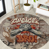 Choice Bro Graffiti Handshake Round Carpet New Zealand Slang Fern Brick Wall and Urban Street Art