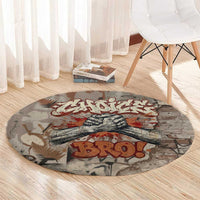 Choice Bro Graffiti Handshake Round Carpet New Zealand Slang Fern Brick Wall and Urban Street Art