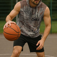 Choice Bro Graffiti Handshake Sleeveless Hoodie New Zealand Slang Fern Brick Wall and Urban Street Art
