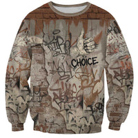 Choice Bro Graffiti Handshake Sweatshirt New Zealand Slang Fern Brick Wall and Urban Street Art