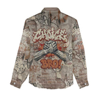 Choice Bro Graffiti Handshake Women Casual Shirt New Zealand Slang Fern Brick Wall and Urban Street Art