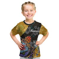 Hawaii Polynesian Kid T Shirt Turtles and Hibiscus Flower Gradient Pattern TS04 Multicolor - Polynesian Pride