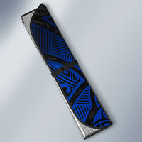 Pohnpei Federated States Of Micronesia Auto Sun Shade Polynesian Tribal Heritage Art With Blue Island Tattoo Patterns