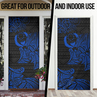Pohnpei Federated States Of Micronesia Door Cover Polynesian Tribal Heritage Art With Blue Island Tattoo Patterns