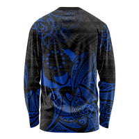 Pohnpei Federated States Of Micronesia Long Sleeve Shirt Polynesian Tribal Heritage Art With Blue Island Tattoo Patterns