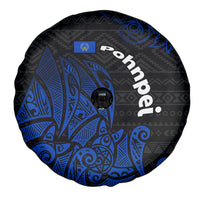 Pohnpei Federated States Of Micronesia Spare Tire Cover Polynesian Tribal Heritage Art With Blue Island Tattoo Patterns