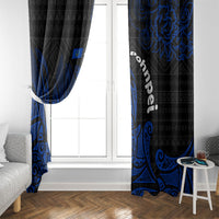 Pohnpei Federated States Of Micronesia Window Curtain Polynesian Tribal Heritage Art With Blue Island Tattoo Patterns