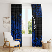 Pohnpei Federated States Of Micronesia Window Curtain Polynesian Tribal Heritage Art With Blue Island Tattoo Patterns
