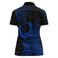 Pohnpei Federated States Of Micronesia Women Polo Shirt Polynesian Tribal Heritage Art With Blue Island Tattoo Patterns