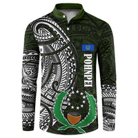 Pohnpei Federated States Of Micronesia Button Sweatshirt Polynesian Tribal Heritage Art With Kaselehlie State Seal