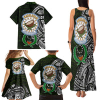 Pohnpei Federated States Of Micronesia Family Matching Tank Maxi Dress and Hawaiian Shirt Polynesian Tribal Heritage Art With Kaselehlie State Seal