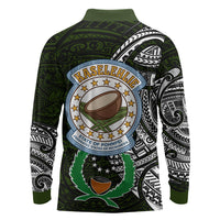 Pohnpei Federated States Of Micronesia Long Sleeve Polo Shirt Polynesian Tribal Heritage Art With Kaselehlie State Seal