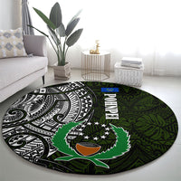 Pohnpei Federated States Of Micronesia Round Carpet Polynesian Tribal Heritage Art With Kaselehlie State Seal