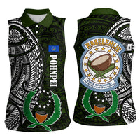 Pohnpei Federated States Of Micronesia Women Sleeveless Polo Shirt Polynesian Tribal Heritage Art With Kaselehlie State Seal