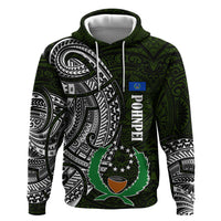Pohnpei Federated States Of Micronesia Zip Hoodie Polynesian Tribal Heritage Art With Kaselehlie State Seal